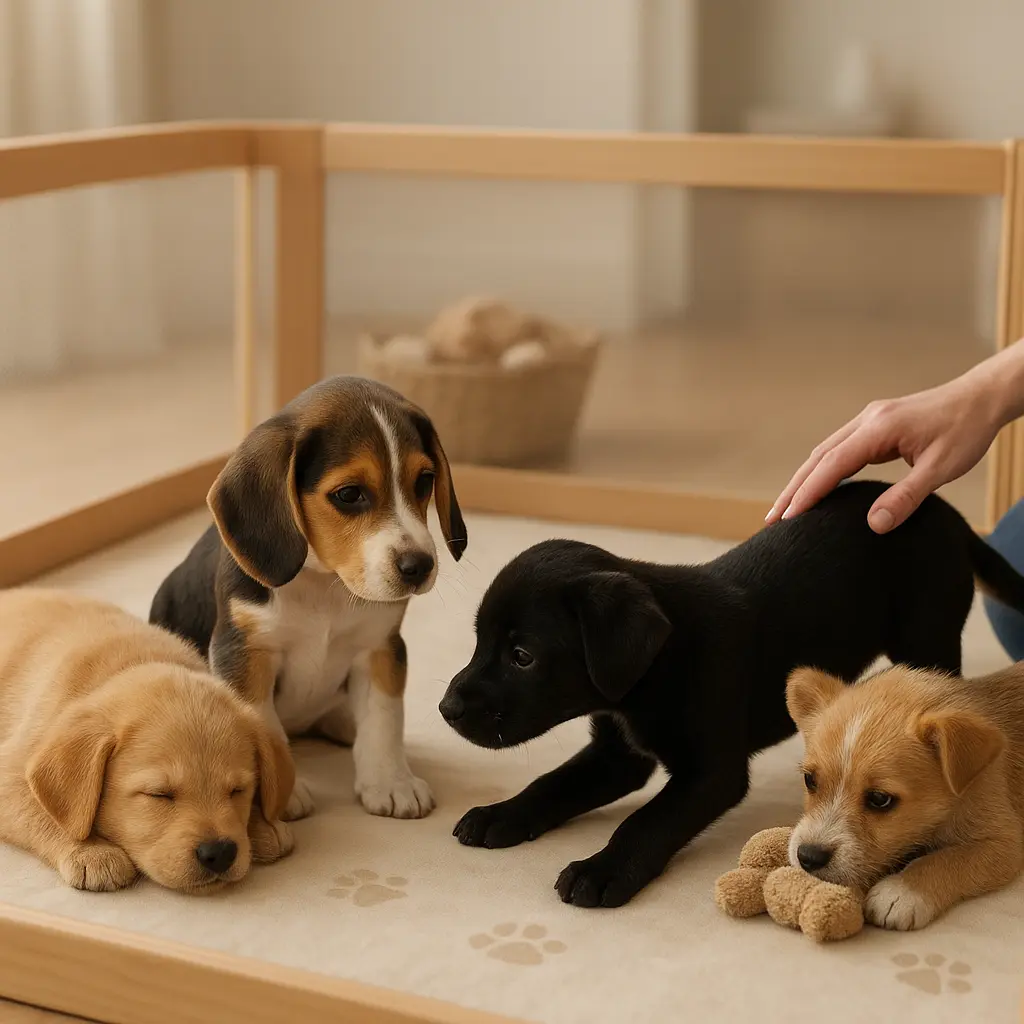 Welpen in sicherer Sozialgruppe